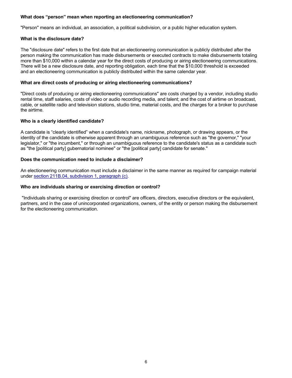 Statement of Electioneering Communications - Minnesota, Page 6