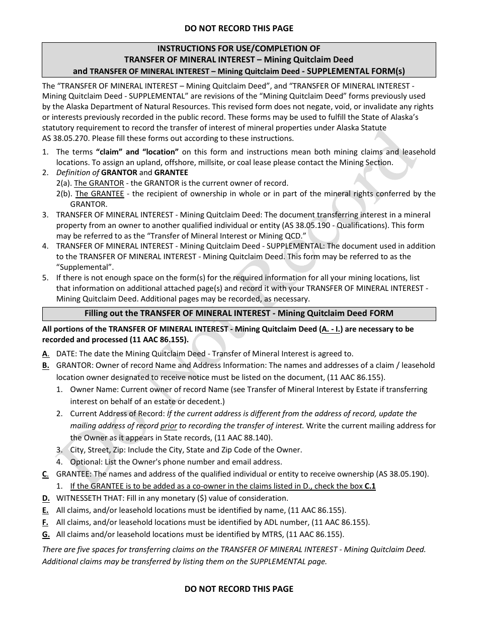 Mining Quitclaim Deed - Alaska, Page 3
