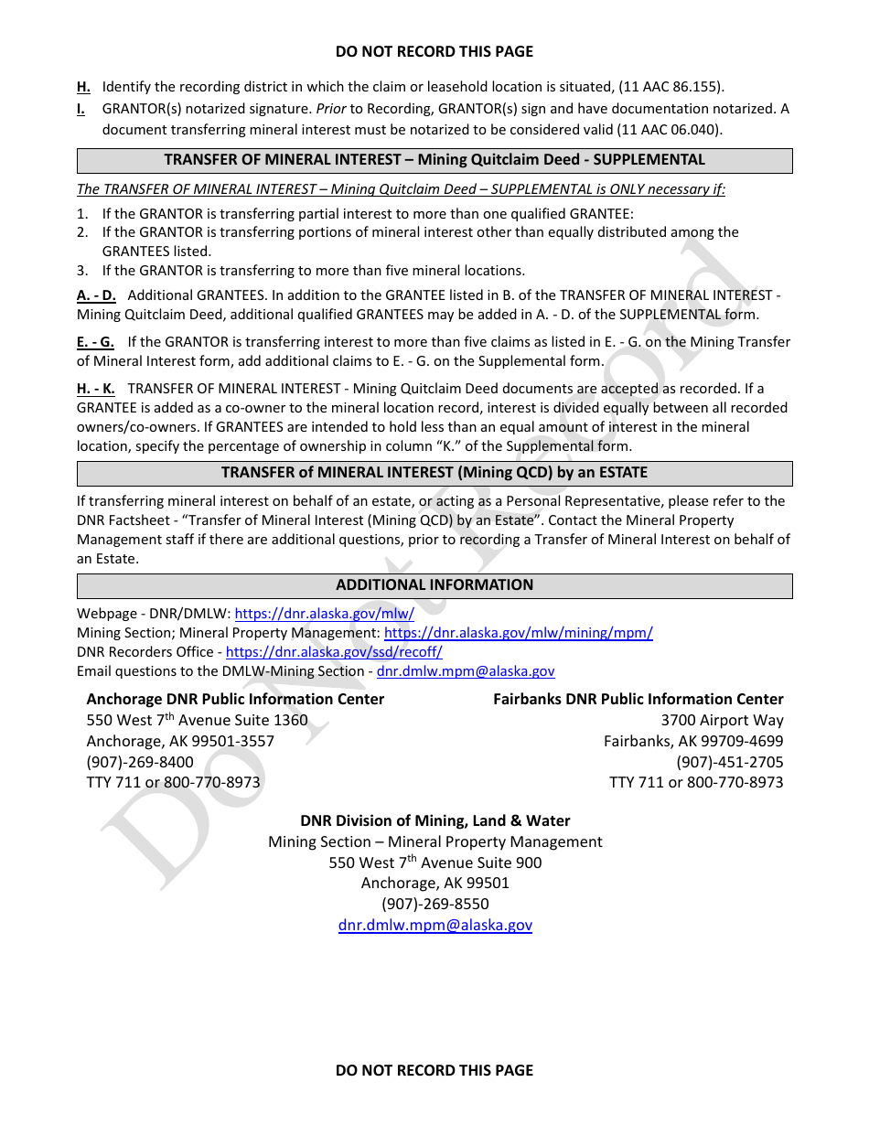 Mining Quitclaim Deed - Alaska, Page 4