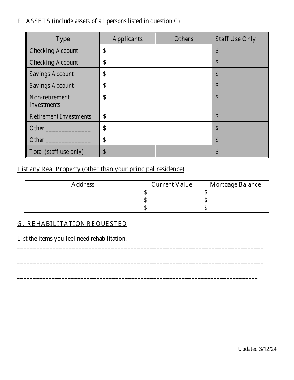Senior Citizen Owner-Occupied Property Rehabilitation Program Application - Dutchess County, New York, Page 7