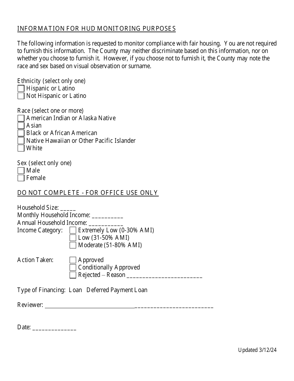 Senior Citizen Owner-Occupied Property Rehabilitation Program Application - Dutchess County, New York, Page 9