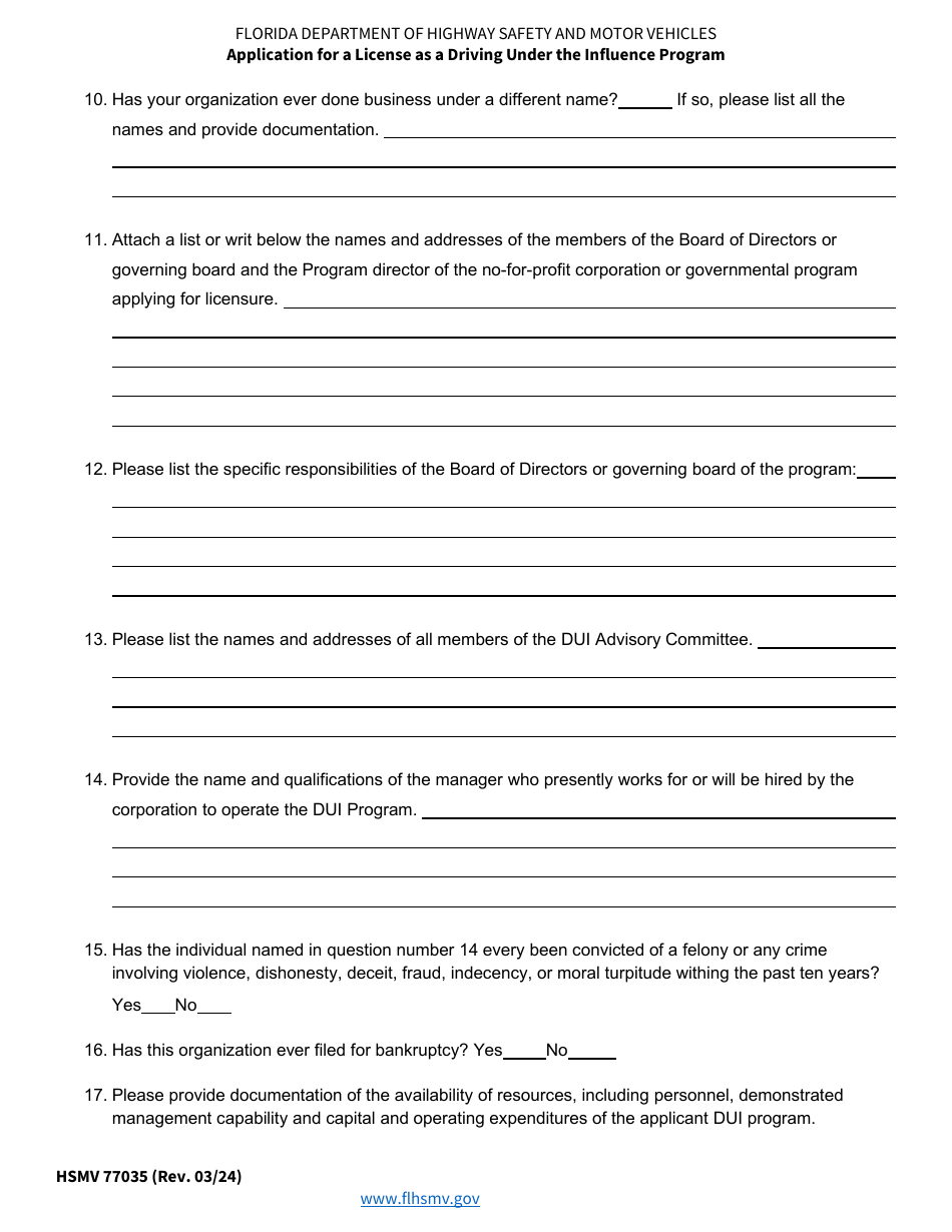 Form HSMV77035 Application for a License as a Driving Under the Influence Program - Florida, Page 2