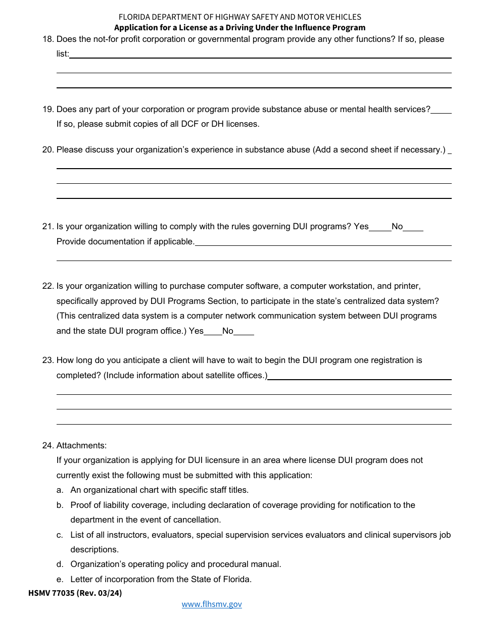Form HSMV77035 Application for a License as a Driving Under the Influence Program - Florida, Page 3