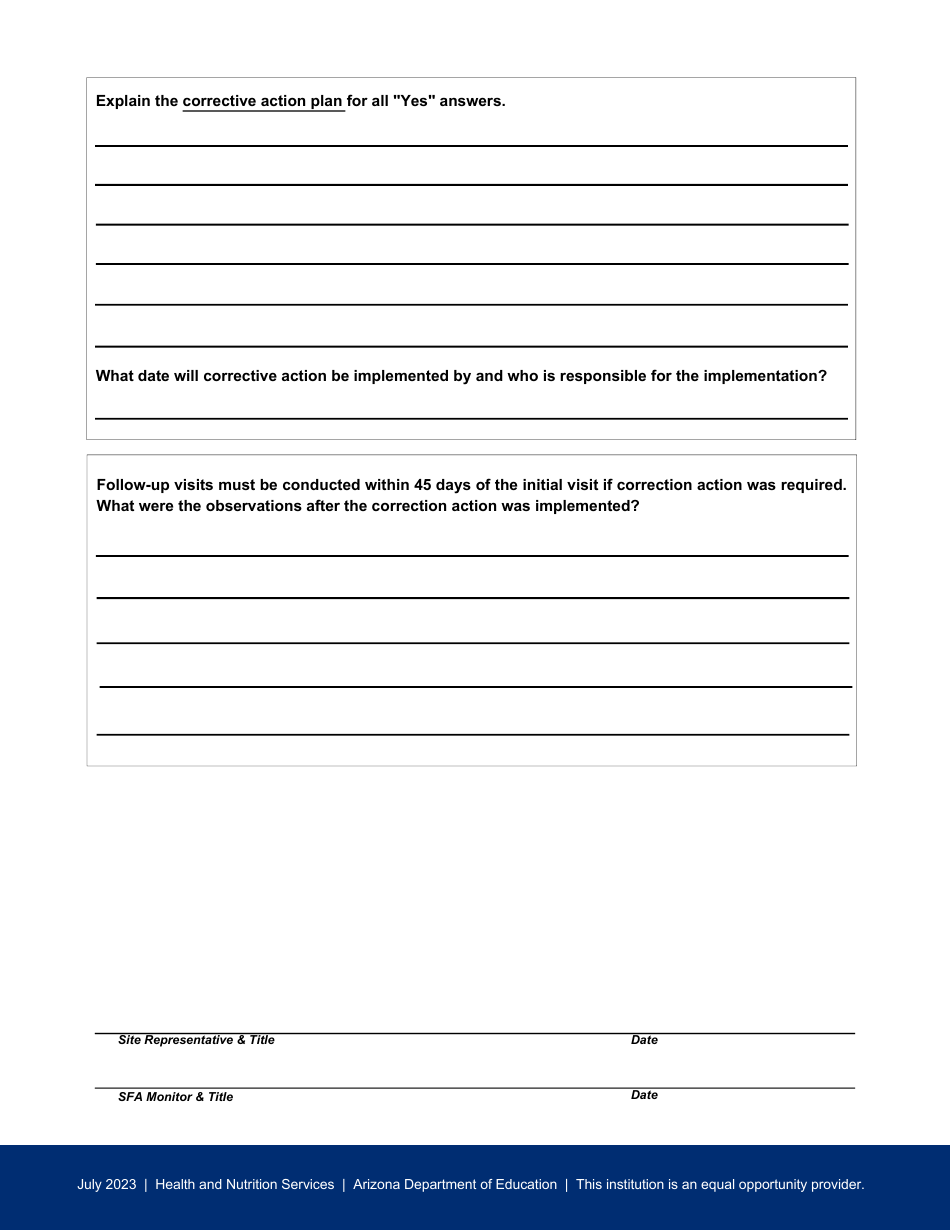 On-Site Monitoring Form - National School Lunch Program - Arizona, Page 4