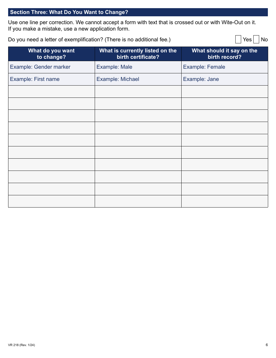 Form VR-218 Application for Gender Marker Change on a Nyc Birth Certificate - New York City, Page 6
