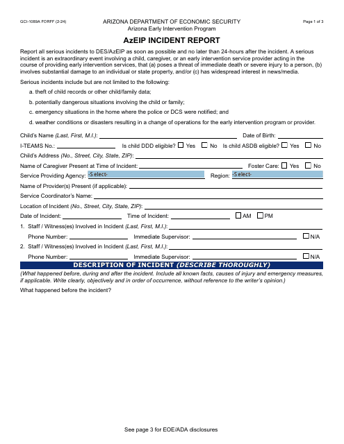 Form GCI-1089A  Printable Pdf