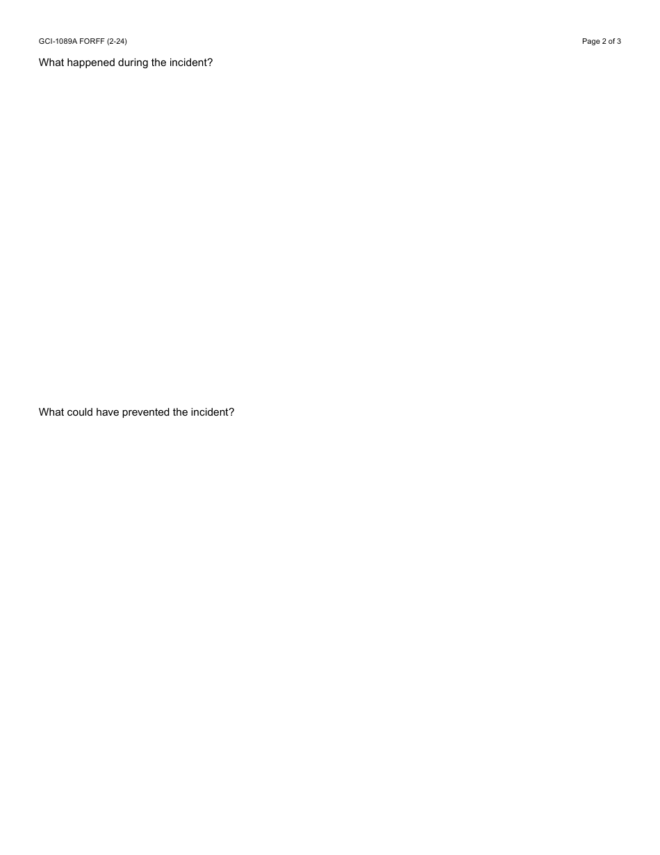 Form GCI-1089A Azeip Incident Report - Arizona, Page 2
