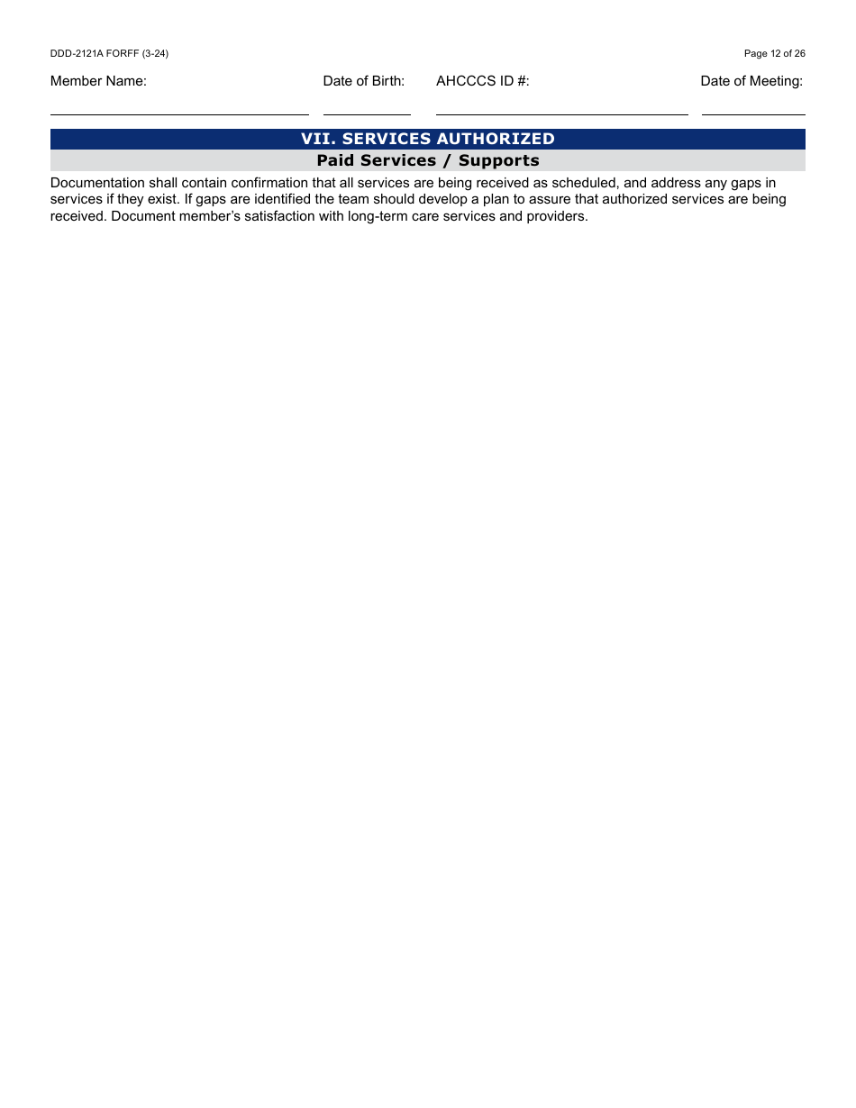 Form DDD-2121A Person-Centered Service Plan Supplement to the Individualized Family Service Plan - Arizona, Page 12