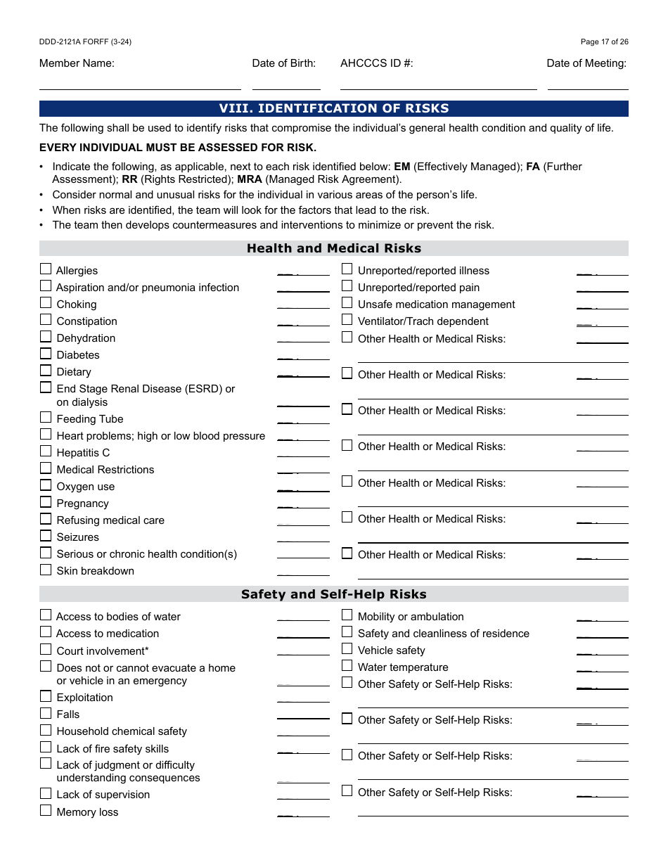 Form DDD-2121A Person-Centered Service Plan Supplement to the Individualized Family Service Plan - Arizona, Page 17