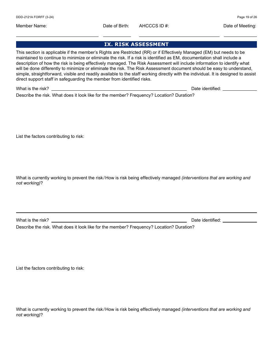 Form DDD-2121A Person-Centered Service Plan Supplement to the Individualized Family Service Plan - Arizona, Page 19