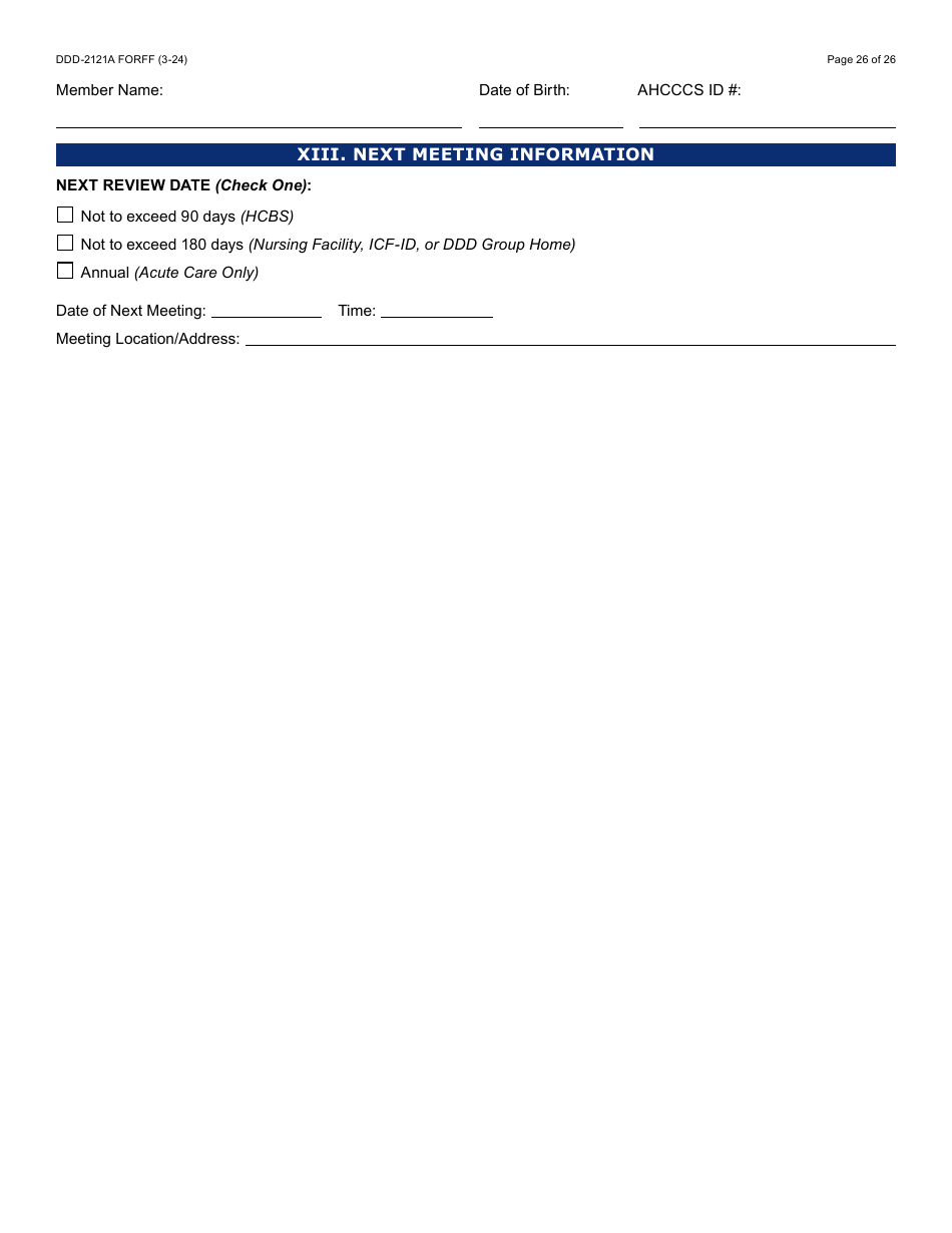 Form DDD-2121A Person-Centered Service Plan Supplement to the Individualized Family Service Plan - Arizona, Page 26