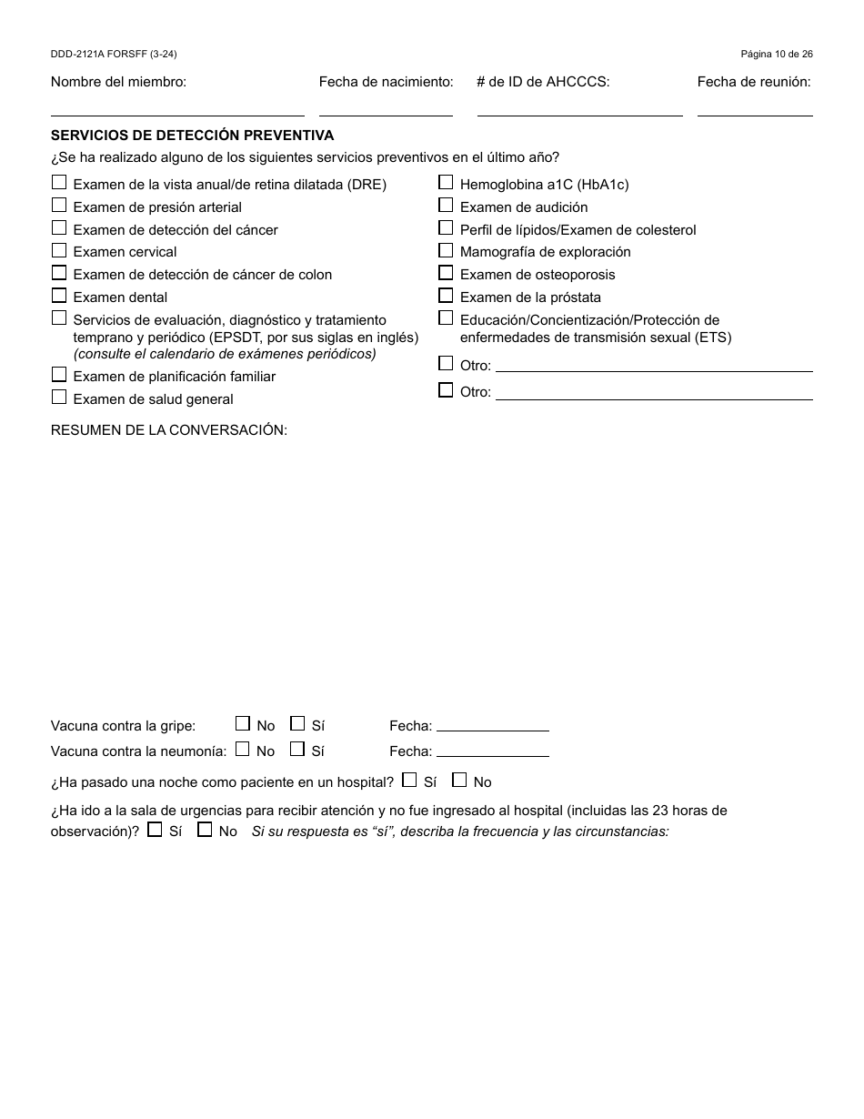 Formulario DDD-2121A-S Suplemento De Plan De Servicio Centrado En La Persona (Pcsp) Para El Plan Individualizado De Servicio Familiar (Ifsp) - Arizona (Spanish), Page 10