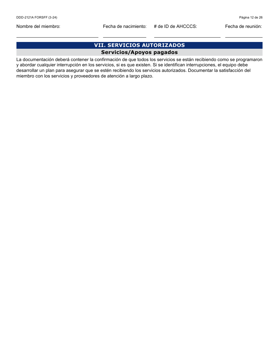Formulario DDD-2121A-S Suplemento De Plan De Servicio Centrado En La Persona (Pcsp) Para El Plan Individualizado De Servicio Familiar (Ifsp) - Arizona (Spanish), Page 12