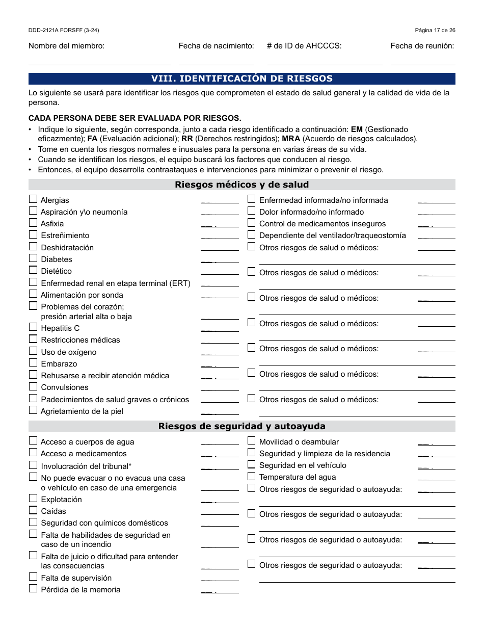 Formulario DDD-2121A-S Suplemento De Plan De Servicio Centrado En La Persona (Pcsp) Para El Plan Individualizado De Servicio Familiar (Ifsp) - Arizona (Spanish), Page 17
