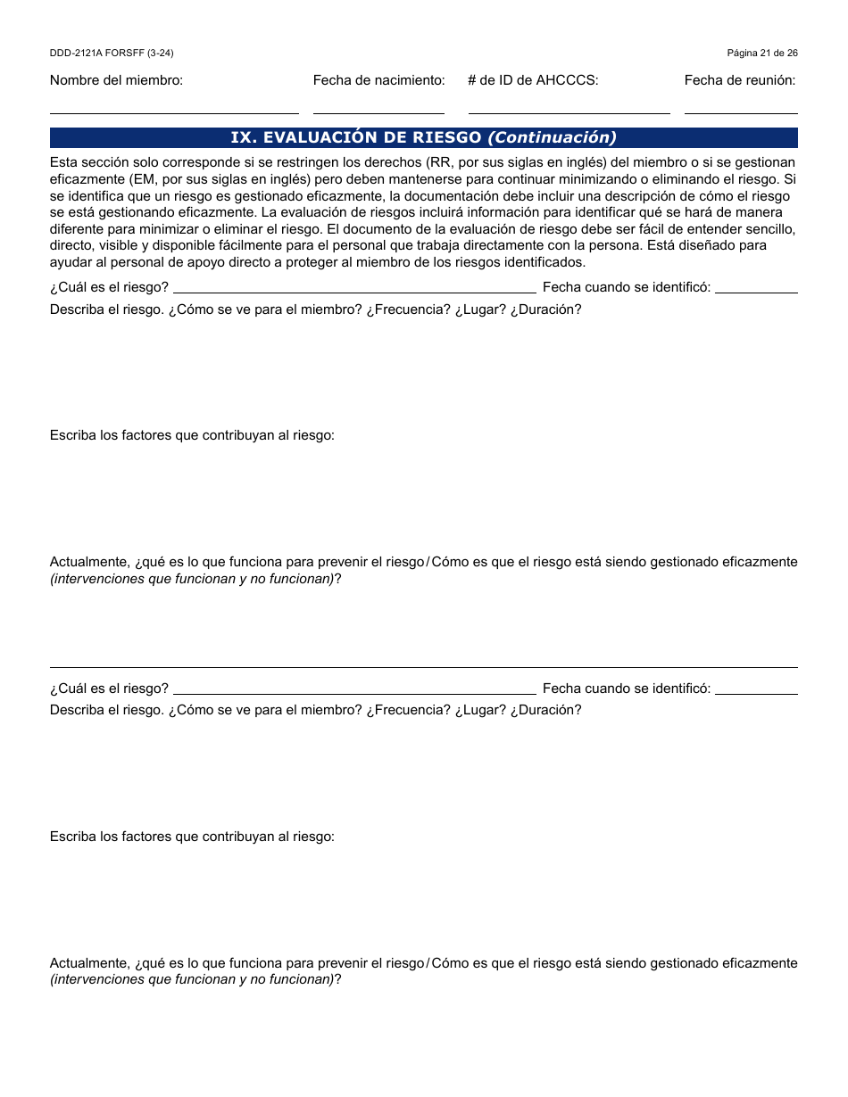 Formulario DDD-2121A-S Suplemento De Plan De Servicio Centrado En La Persona (Pcsp) Para El Plan Individualizado De Servicio Familiar (Ifsp) - Arizona (Spanish), Page 21