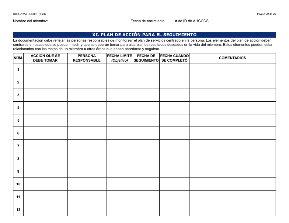 Formulario DDD-2121A-S Suplemento De Plan De Servicio Centrado En La Persona (Pcsp) Para El Plan Individualizado De Servicio Familiar (Ifsp) - Arizona (Spanish), Page 22