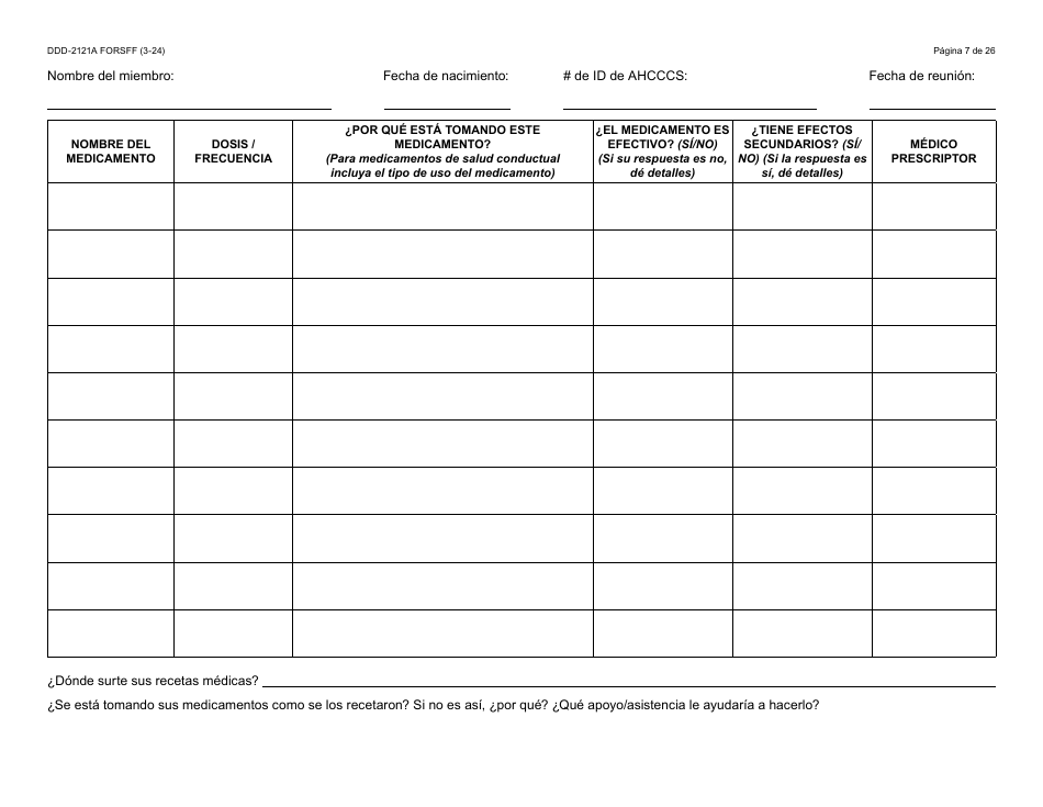 Formulario DDD-2121A-S Suplemento De Plan De Servicio Centrado En La Persona (Pcsp) Para El Plan Individualizado De Servicio Familiar (Ifsp) - Arizona (Spanish), Page 7