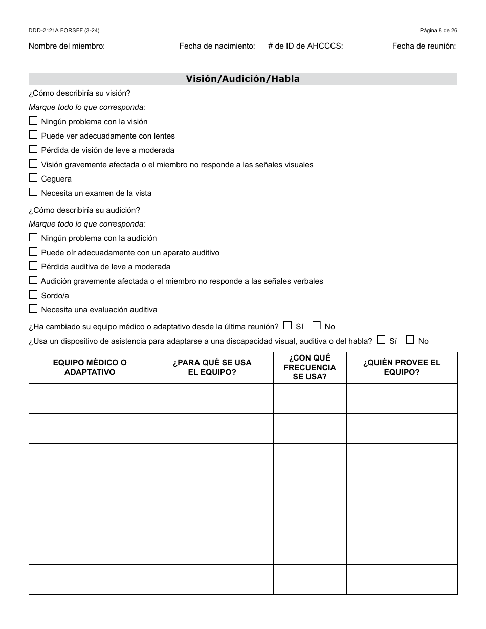 Formulario DDD-2121A-S Suplemento De Plan De Servicio Centrado En La Persona (Pcsp) Para El Plan Individualizado De Servicio Familiar (Ifsp) - Arizona (Spanish), Page 8