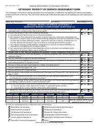 Document preview: Form ESA-1193A Veterans' Priority of Service Assessment Form - Arizona