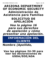 Document preview: Formulario FAA-0098A-SXLP Solicitud De Apelacion (Letra Extra Grande) - Arizona (Spanish)