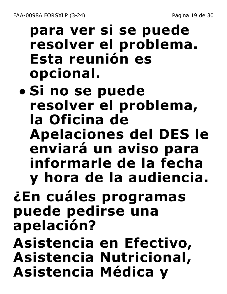 Formulario FAA-0098A-SXLP Solicitud De Apelacion (Letra Extra Grande) - Arizona (Spanish), Page 19