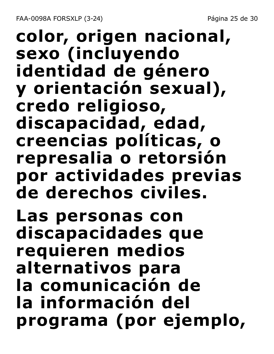 Formulario FAA-0098A-SXLP Solicitud De Apelacion (Letra Extra Grande) - Arizona (Spanish), Page 25