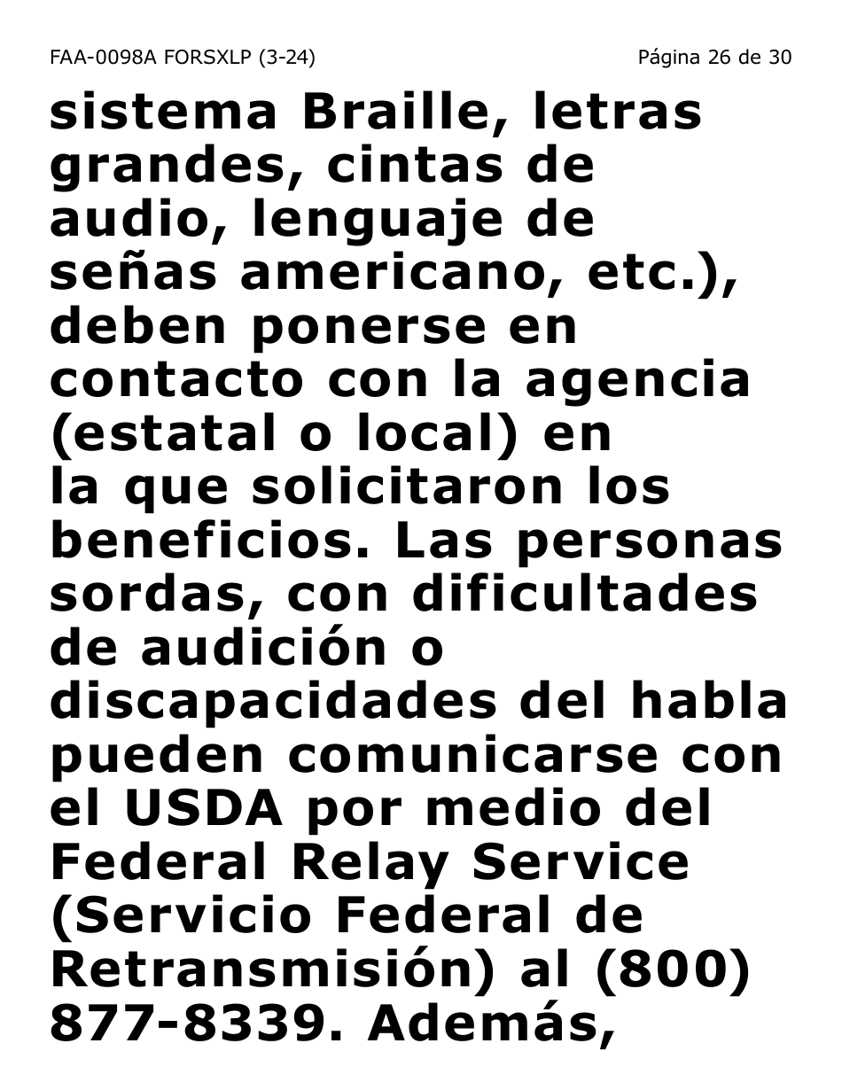 Formulario FAA-0098A-SXLP Solicitud De Apelacion (Letra Extra Grande) - Arizona (Spanish), Page 26