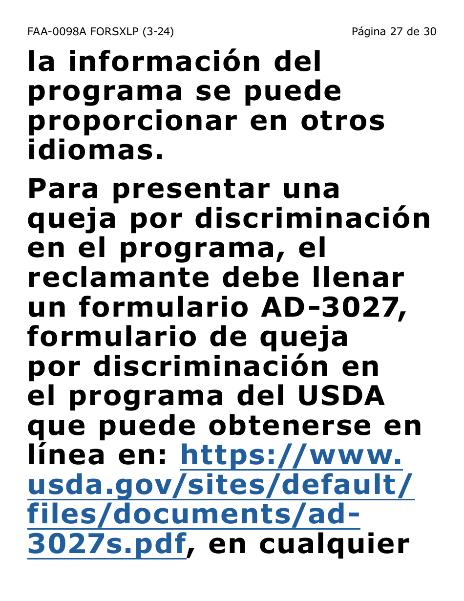 Formulario FAA-0098A-SXLP Solicitud De Apelacion (Letra Extra Grande) - Arizona (Spanish), Page 27