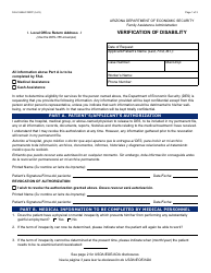 Document preview: Form FAA-1249A Verification of Disability - Arizona