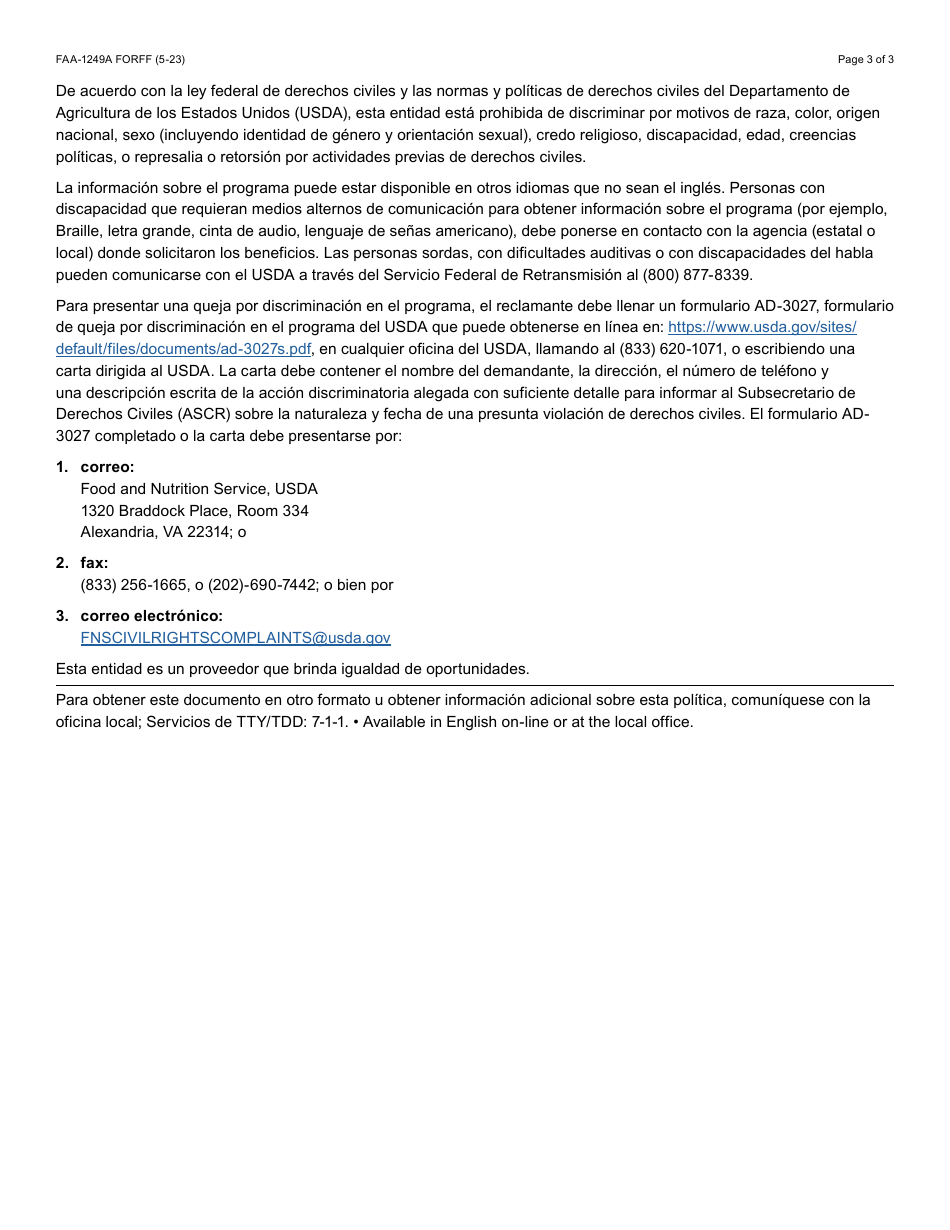 Form FAA-1249A Verification of Disability - Arizona, Page 3