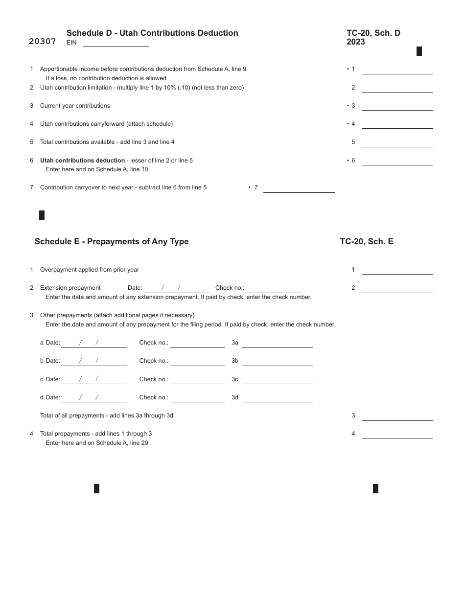 Form TC-20 Utah Corporation Franchise and Income Tax Return - Utah, Page 7