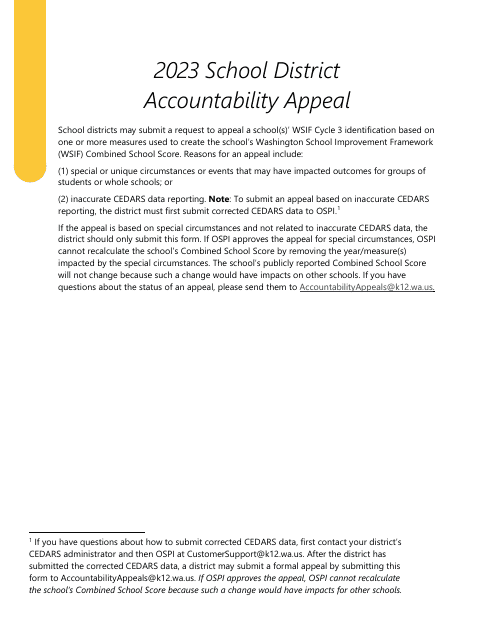 Accountability Appeal Form - Washington, 2023
