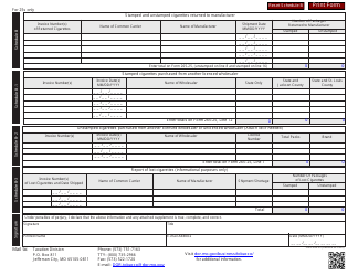 Form 265-25 Consolidated Monthly Cigarette Tax Report (25s Only) - Missouri, Page 2