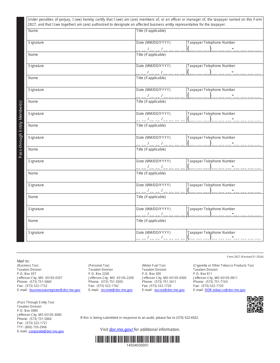 Form 2827 Power of Attorney - Missouri, Page 3