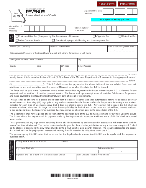 Form 2879  Printable Pdf