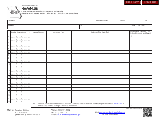 Form 4343 Other Tobacco Products Receipts Schedule - Retailer Purchases From Unlicensed Out-of-State Suppliers - Missouri