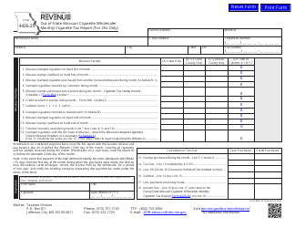 Form 4426-25 Out-of-State Missouri Cigarette Wholesaler Monthly Cigarette Tax Report (For 25s Only) - Missouri