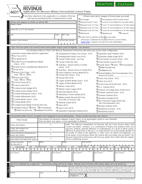 Form 4601  Printable Pdf