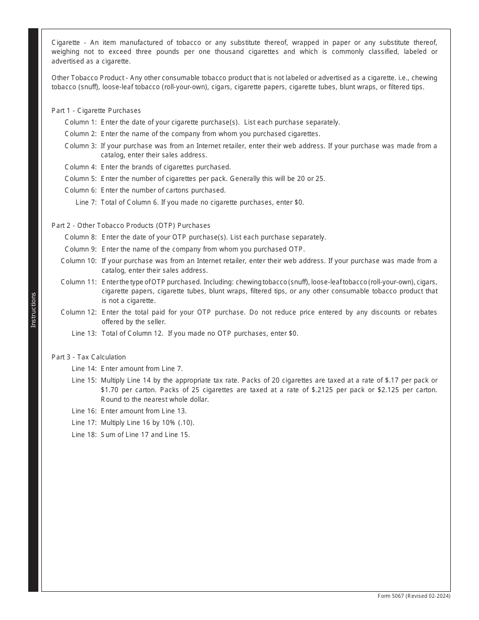 Form 5067 Cigarette and Other Tobacco Products (Otp) Consumer Payment Voucher - Missouri, Page 2