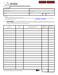 Form 783 Schedule E Export of Stamped Cigarettes Report - Missouri