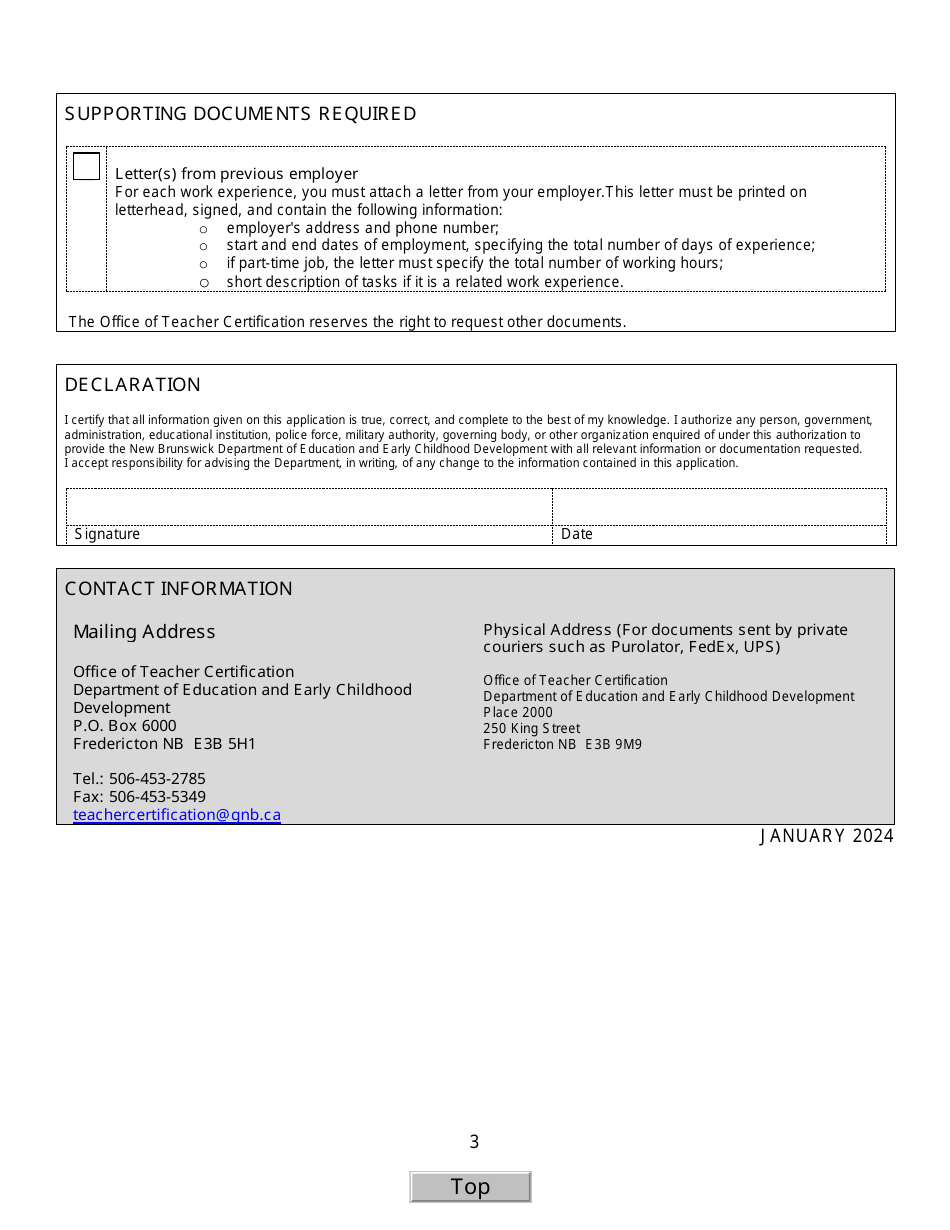 Form G Evaluation of Work Experience for Salary Purposes - New Brunswick, Canada, Page 3