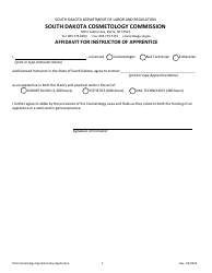 Cosmetology Apprenticeship Application - South Dakota, Page 2