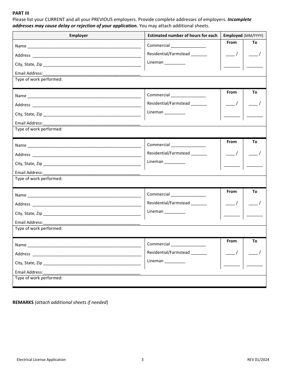 Electrician License Application - South Dakota, Page 3