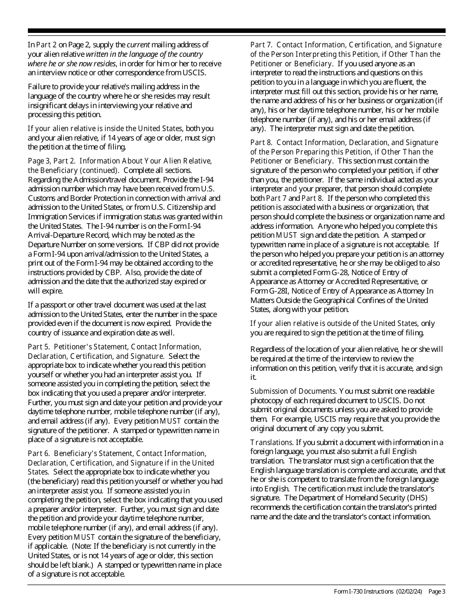 Instructions for USCIS Form I-730 Refugee / Asylee Relative Petition, Page 3