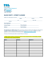 Block Party/Street Closure Petition - City of Toledo, Ohio