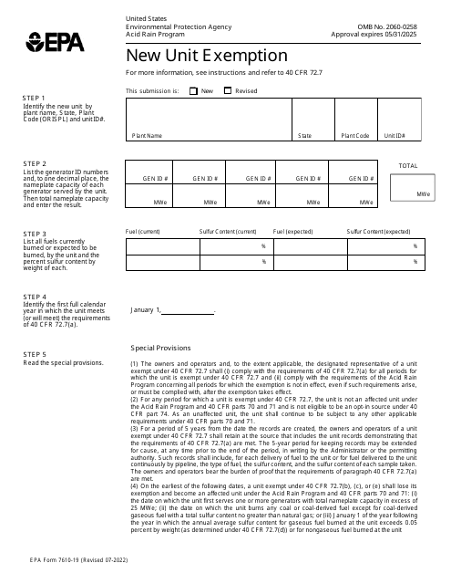 EPA Form 7610-19  Printable Pdf