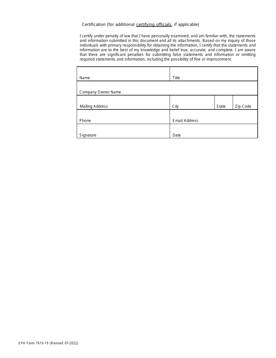 EPA Form 7610-19 New Unit Exemption - Acid Rain Program, Page 3