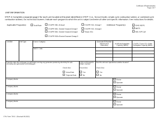 EPA Form 7610-1 Certificate of Representation, Page 3
