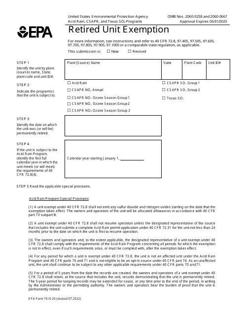 EPA Form 7610-20  Printable Pdf