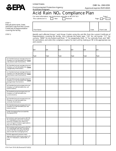 EPA Form 7610-28  Printable Pdf